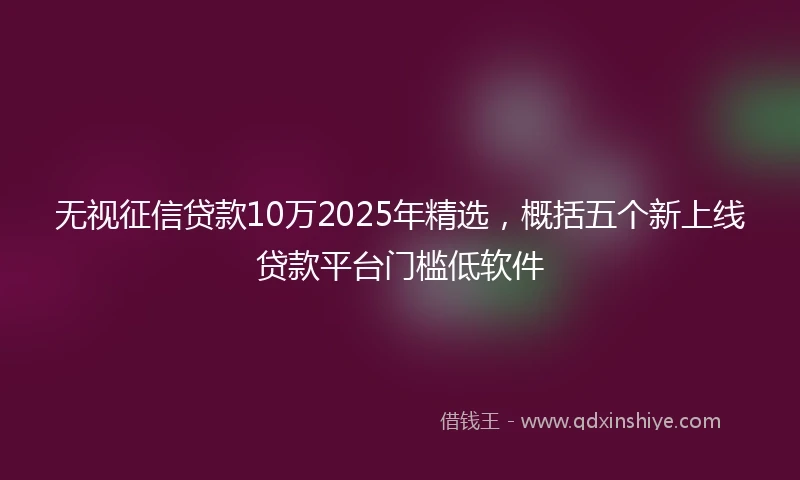 无视征信贷款10万2025年精选，概括五个新上线贷款平台门槛低软件