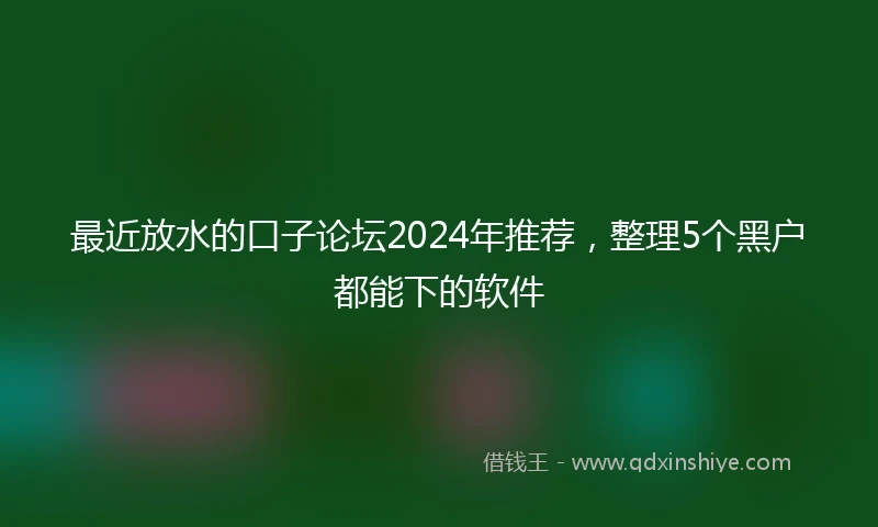 最近放水的口子论坛2024年推荐，整理5个黑户都能下的软件