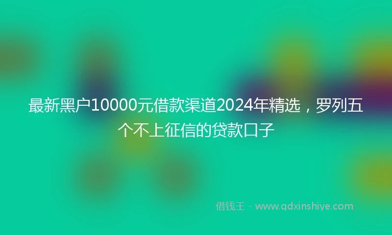 最新黑户10000元借款渠道2024年精选，罗列五个不上征信的贷款口子