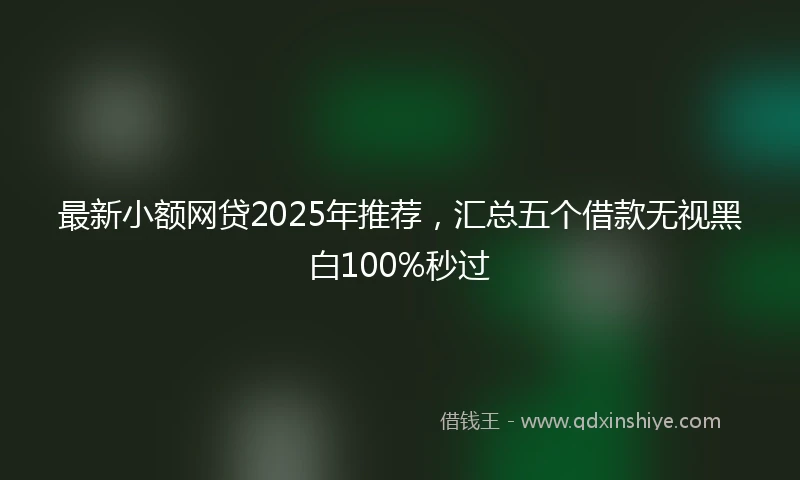 最新小额网贷2025年推荐，汇总五个借款无视黑白100%秒过