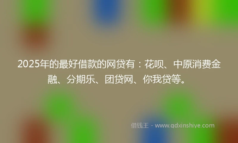 2025年的最好借款的网贷有：花呗、中原消费金融、分期乐、团贷网、你我贷等。