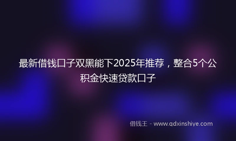 最新借钱口子双黑能下2025年推荐，整合5个公积金快速贷款口子