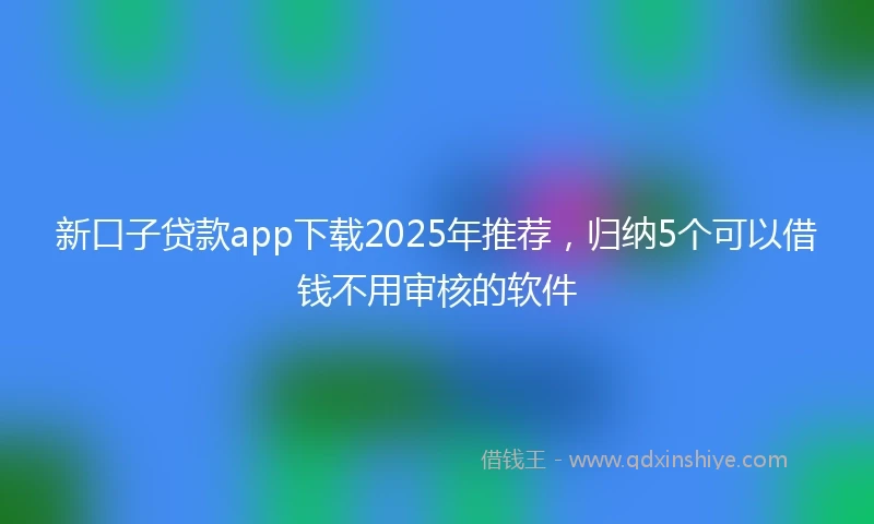 新口子贷款app下载2025年推荐，归纳5个可以借钱不用审核的软件