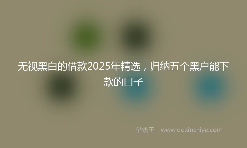 无视黑白的借款2025年精选，归纳五个黑户能下款的口子