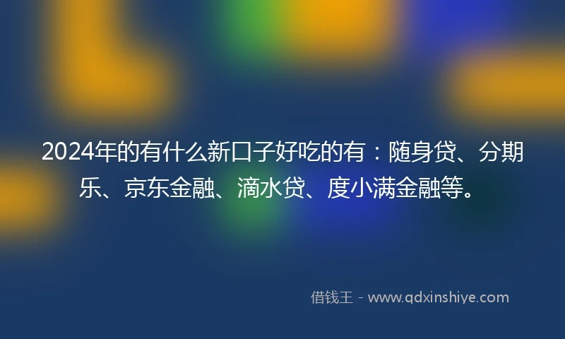 2024年的有什么新口子好吃的有：随身贷、分期乐、京东金融、滴水贷、度小满金融等。
