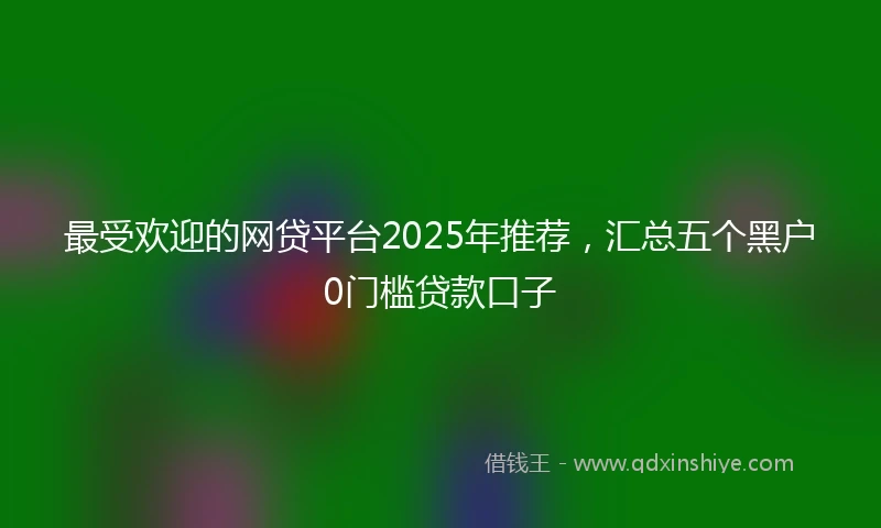 最受欢迎的网贷平台2025年推荐，汇总五个黑户0门槛贷款口子