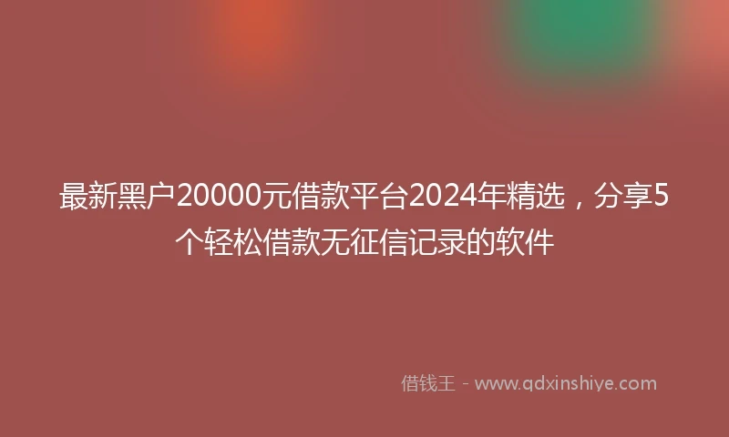 最新黑户20000元借款平台2024年精选，分享5个轻松借款无征信记录的软件