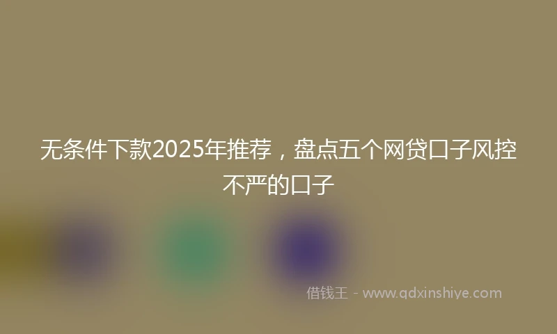 无条件下款2025年推荐，盘点五个网贷口子风控不严的口子