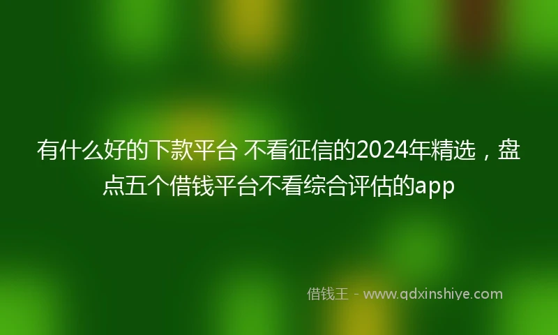 有什么好的下款平台 不看征信的2024年精选,盘点五个借钱平台不看综合评估的app