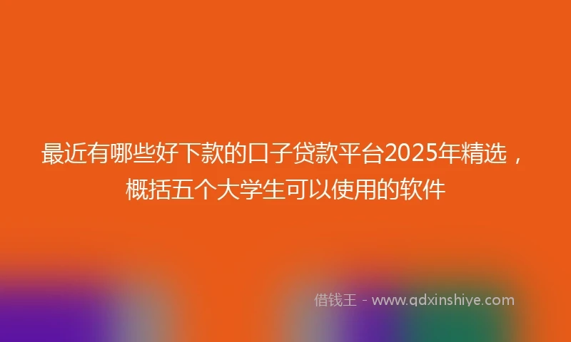 最近有哪些好下款的口子贷款平台2025年精选，概括五个大学生可以使用的软件