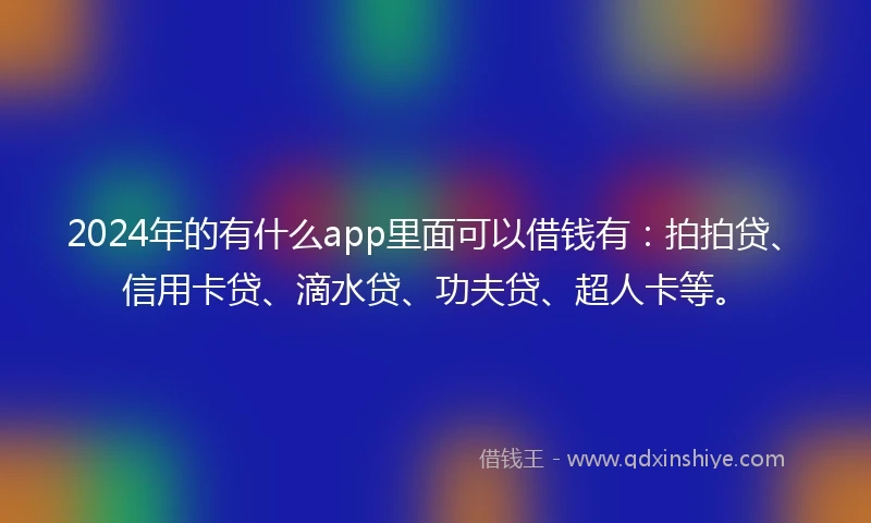 2024年的有什么app里面可以借钱有:拍拍贷、信用卡贷、滴水贷、功夫贷、超人卡等。