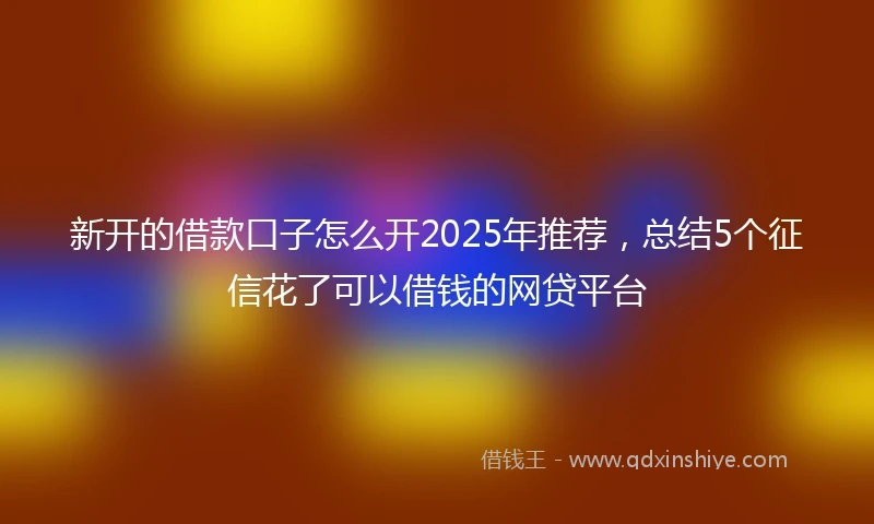 新开的借款口子怎么开2025年推荐，总结5个征信花了可以借钱的网贷平台