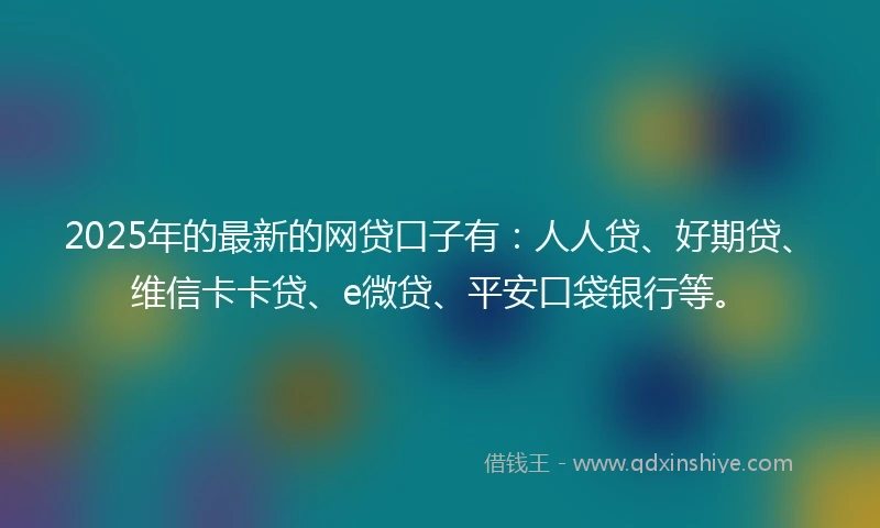 2025年的最新的网贷口子有：人人贷、好期贷、维信卡卡贷、e微贷、平安口袋银行等。