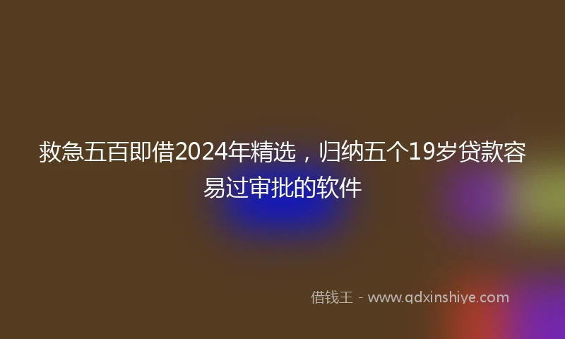 救急五百即借2024年精选，归纳五个19岁贷款容易过审批的软件