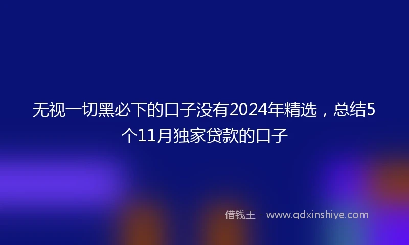无视一切黑必下的口子没有2024年精选，总结5个11月独家贷款的口子