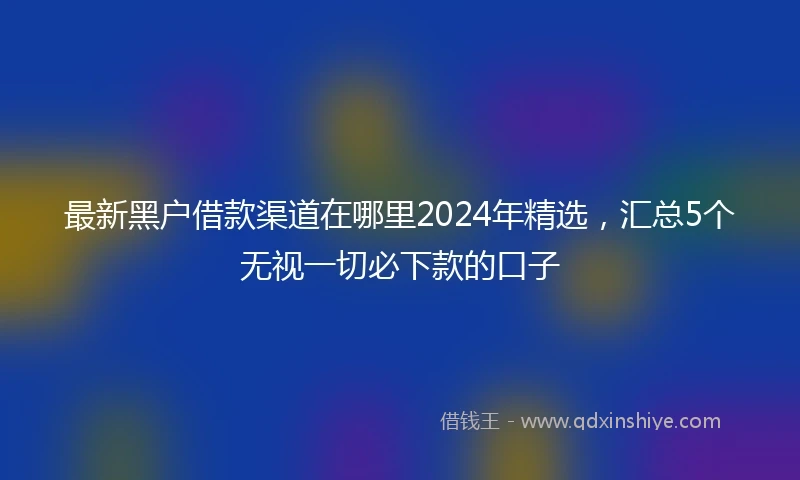 最新黑户借款渠道在哪里2024年精选，汇总5个无视一切必下款的口子