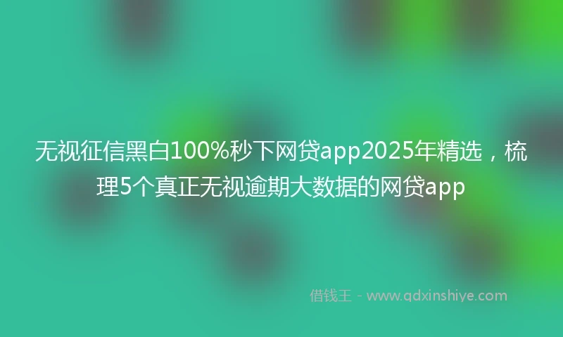 无视征信黑白100%秒下网贷app2025年精选，梳理5个真正无视逾期大数据的网贷app