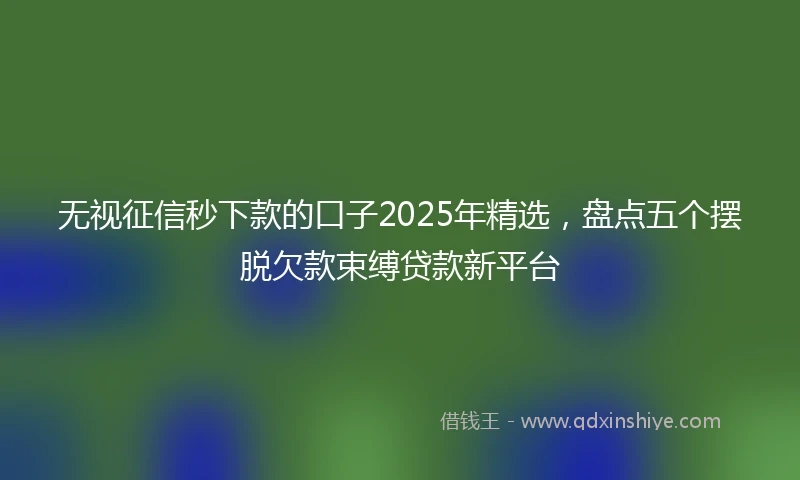 无视征信秒下款的口子2025年精选，盘点五个摆脱欠款束缚贷款新平台