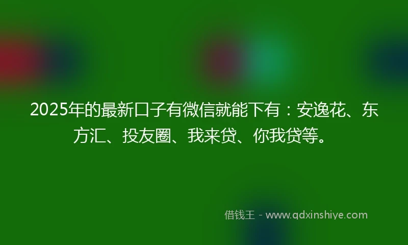 2025年的最新口子有微信就能下有：安逸花、东方汇、投友圈、我来贷、你我贷等。
