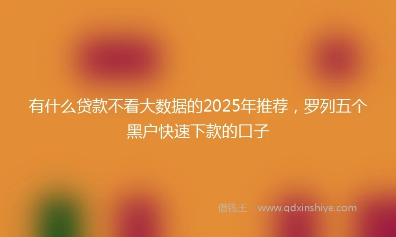有什么贷款不看大数据的2025年推荐，罗列五个黑户快速下款的口子