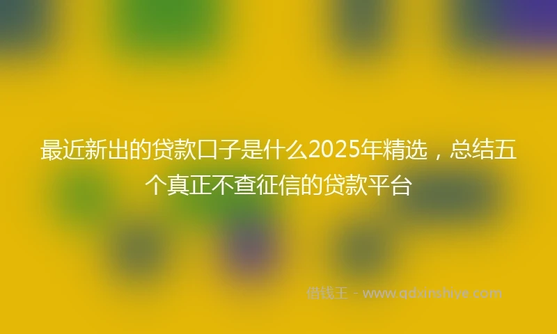 最近新出的贷款口子是什么2025年精选，总结五个真正不查征信的贷款平台