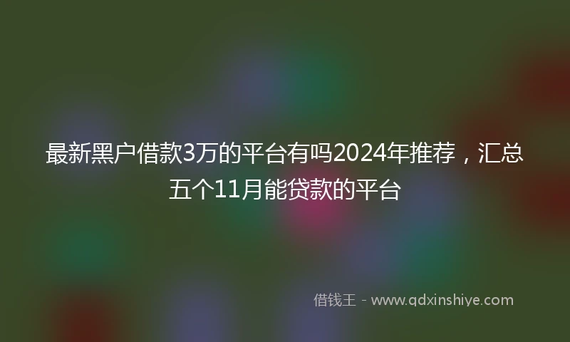 最新黑户借款3万的平台有吗2024年推荐，汇总五个11月能贷款的平台