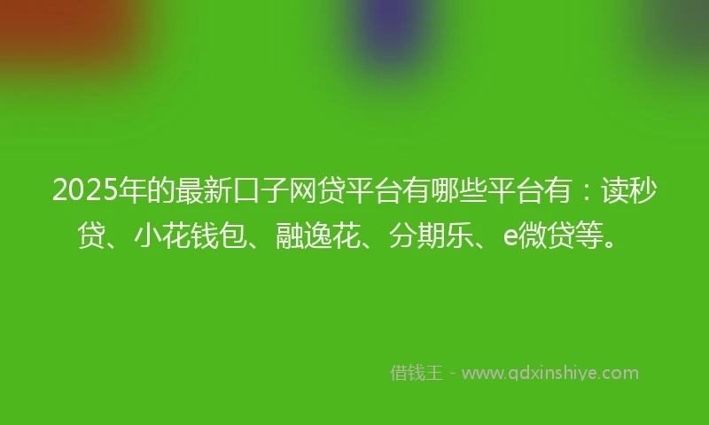 2025年的最新口子网贷平台有哪些平台有：读秒贷、小花钱包、融逸花、分期乐、e微贷等。