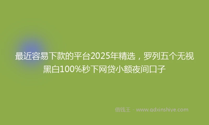 最近容易下款的平台2025年精选，罗列五个无视黑白100%秒下网贷小额夜间口子