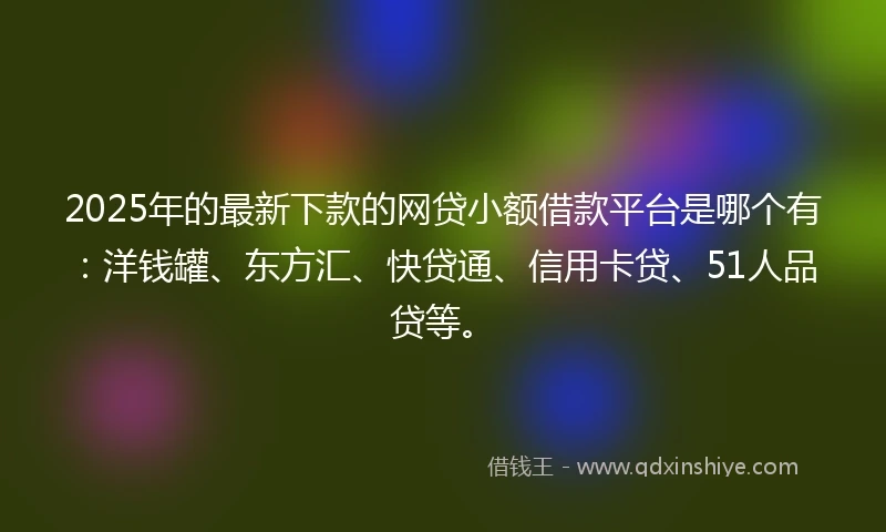 2025年的最新下款的网贷小额借款平台是哪个有：洋钱罐、东方汇、快贷通、信用卡贷、51人品贷等。