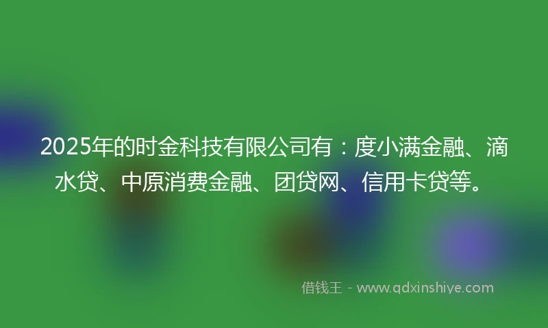 2025年的时金科技有限公司有：度小满金融、滴水贷、中原消费金融、团贷网、信用卡贷等。