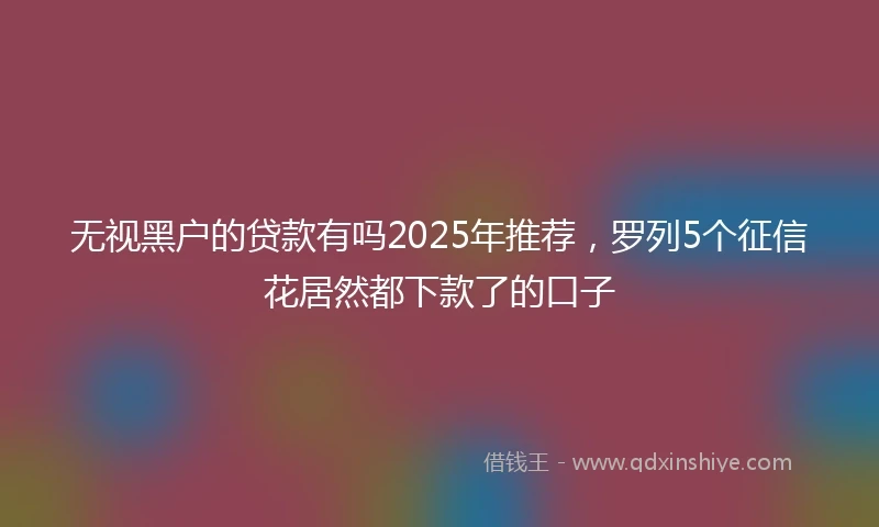 无视黑户的贷款有吗2025年推荐，罗列5个征信花居然都下款了的口子