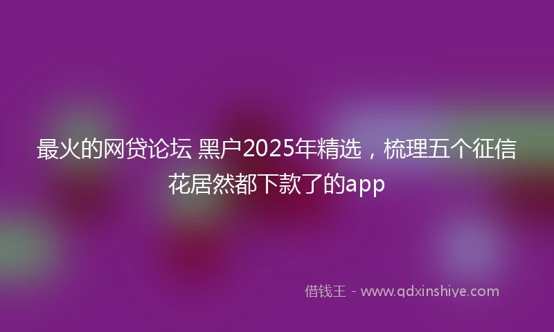 最火的网贷论坛 黑户2025年精选，梳理五个征信花居然都下款了的app