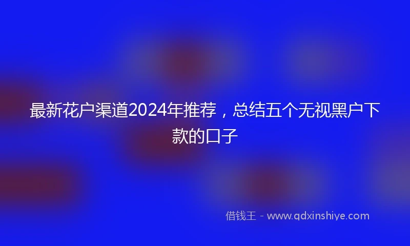 最新花户渠道2024年推荐，总结五个无视黑户下款的口子
