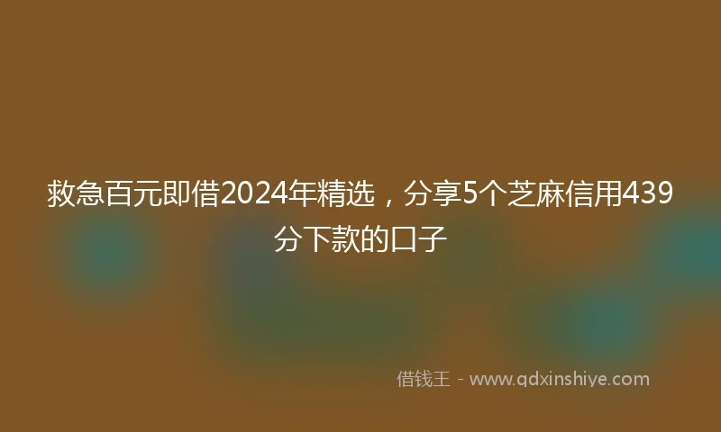 救急百元即借2024年精选，分享5个芝麻信用439分下款的口子