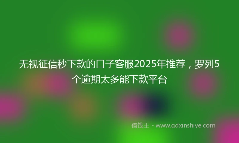无视征信秒下款的口子客服2025年推荐，罗列5个逾期太多能下款平台
