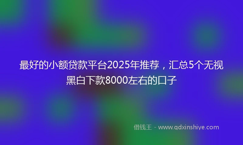 最好的小额贷款平台2025年推荐，汇总5个无视黑白下款8000左右的口子
