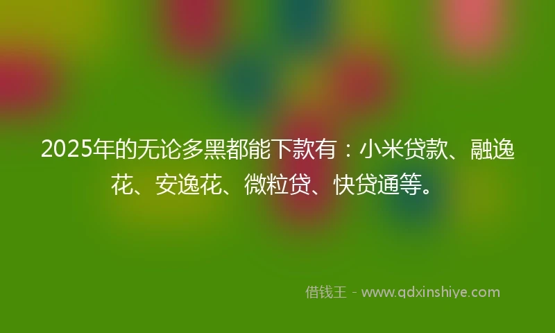 2025年的无论多黑都能下款有：小米贷款、融逸花、安逸花、微粒贷、快贷通等。