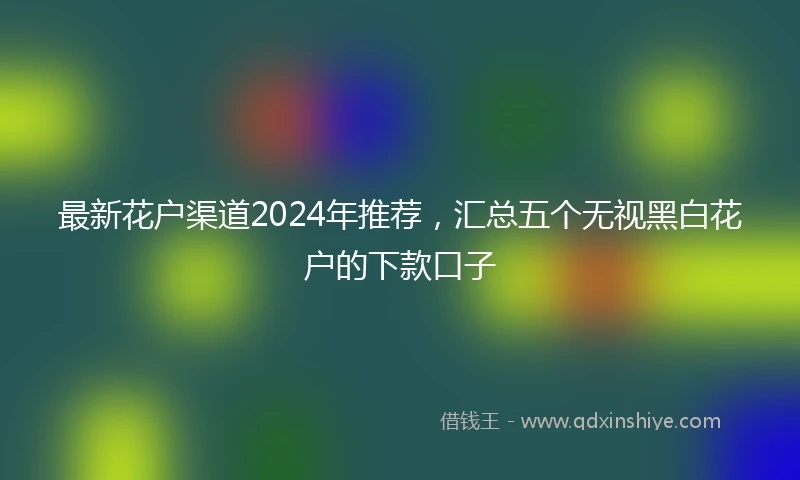 最新花户渠道2024年推荐，汇总五个无视黑白花户的下款口子