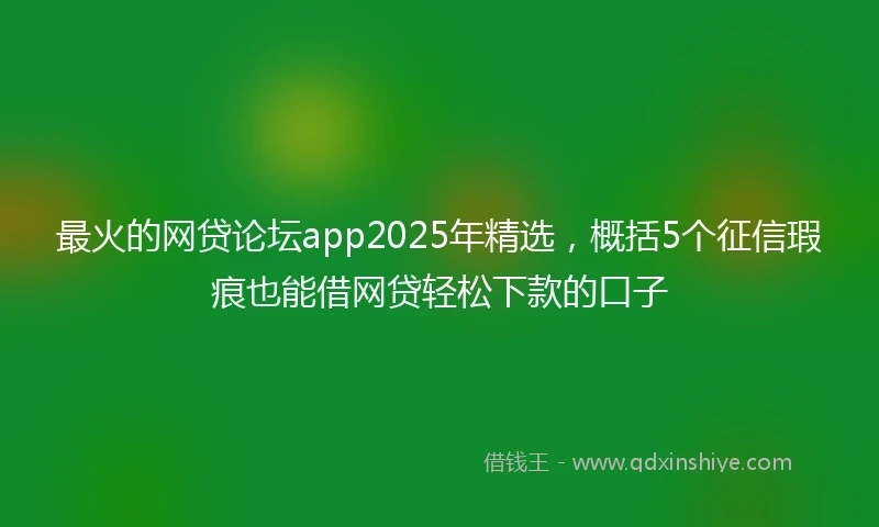 最火的网贷论坛app2025年精选，概括5个征信瑕疵也能借网贷轻松下款的口子