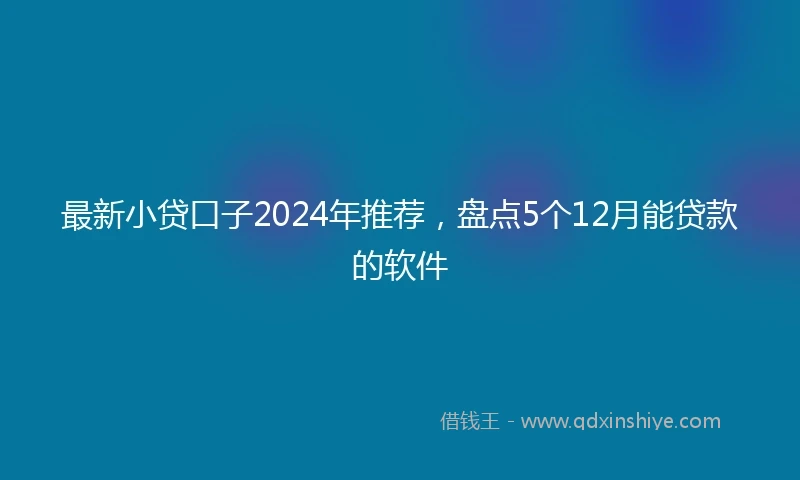 最新小贷口子2024年推荐，盘点5个12月能贷款的软件