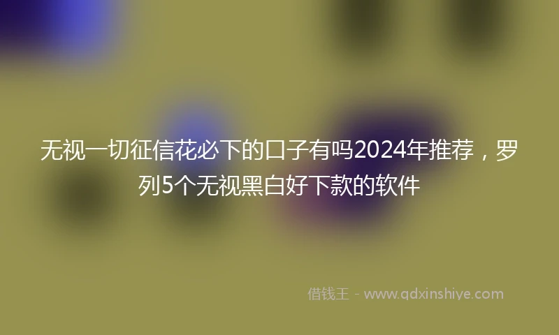 无视一切征信花必下的口子有吗2024年推荐，罗列5个无视黑白好下款的软件