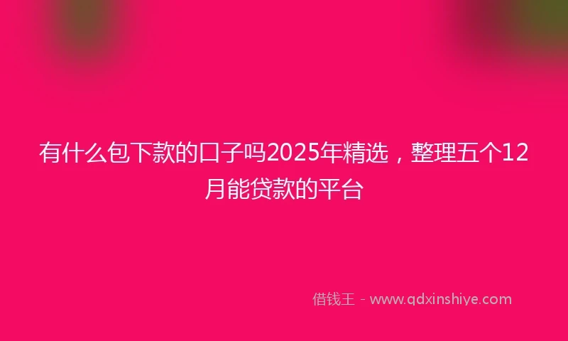 有什么包下款的口子吗2025年精选，整理五个12月能贷款的平台