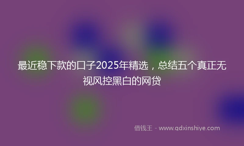 最近稳下款的口子2025年精选，总结五个真正无视风控黑白的网贷