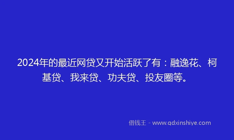 2024年的最近网贷又开始活跃了有：融逸花、柯基贷、我来贷、功夫贷、投友圈等。