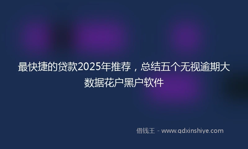 最快捷的贷款2025年推荐，总结五个无视逾期大数据花户黑户软件
