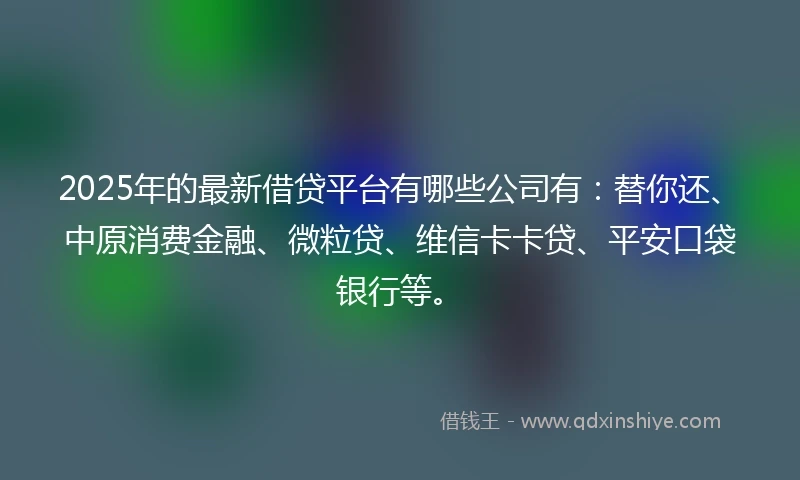 2025年的最新借贷平台有哪些公司有：替你还、中原消费金融、微粒贷、维信卡卡贷、平安口袋银行等。