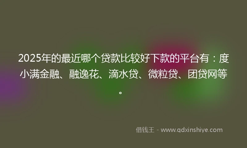 2025年的最近哪个贷款比较好下款的平台有：度小满金融、融逸花、滴水贷、微粒贷、团贷网等。