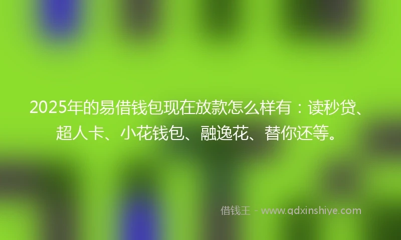 2025年的易借钱包现在放款怎么样有：读秒贷、超人卡、小花钱包、融逸花、替你还等。
