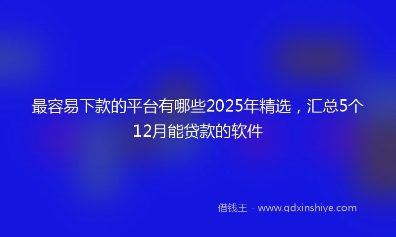 最容易下款的平台有哪些2025年精选，汇总5个12月能贷款的软件
