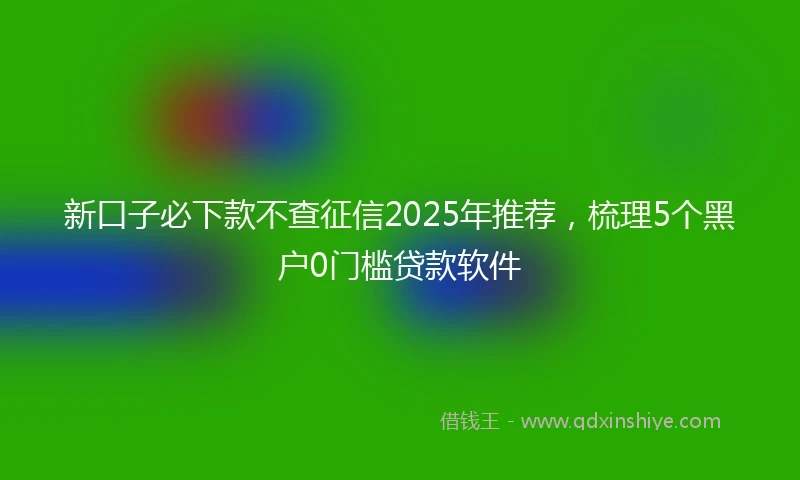 新口子必下款不查征信2025年推荐，梳理5个黑户0门槛贷款软件